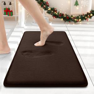 Smiry Memory Foam Bath Mat 24x16, Extra Soft and Absorbent Bathroom Mats, Non Slip Washable Carpet for Floor, Shower and Tub, Brown