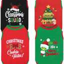 XPUDAC 3 Pack Christmas Dog Shirts Doggy Sleeveless Vest for Small Medium Large Dogs Boy Girl Xmas Puppy Tank Top Tee Shirts Pet Outfit Costume Cat Apparel, Red, Green, Black，2XL
