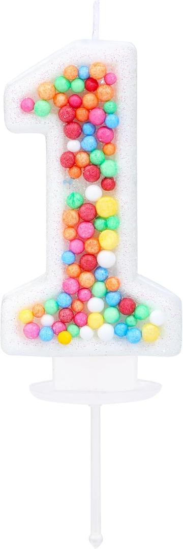 Number 1 Birthday Candle Rainbow 1 Candle for First Birthday Princess Toddler Girl Women Colorful Sweet Theme One Years Old Birthday Wedding Anniversary Party Cake Decoration