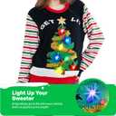 JOYIN Ugly Christmas Sweater Women Men Couples, LED Light Up Ugly Christmas Sweater Kids 2025 Striped Tree(Black) (L)