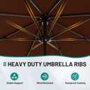 AreShark 9 FT Patio Umbrella for Outdoor, Outdoor Table Umbrella with Push Button Tilt and Crank, Outdoor Patio Umbrellas with 8 Sturdy Ribs for Market, Garden, Pool (Brown)