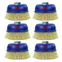 SALI 6 Pack Wire Cup Brush, 4 Inch Coarse Crimped Cup Brush for Grinders, with 5/8 Inch Arbor for Heavy Cleaning Rust, Stripping and Abrasive, for Angle Grinder
