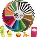 HTVRONT Felt Sheets for Crafts - 60pcs Felt Squares A4-8x12 Stiff Felt Sheets, Assorted Colors Craft Felt, 1mm Stiff Felt Fabric for Sewing, Patchwork, Decoration, Embroidering, Book, Felt Papers