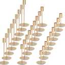 Gold Candlestick Holders - Bulk Decorative Metal Candelabra - Fits 0.8 Inch Diameter Taper Candles - Gold Taper Candle Stands for Wedding, Home, Party Table Decor (Set of 27)