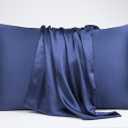 Lanest Housing Satin-Silk Pillowcase Queen, Blue Satin Pillowcase for Hair and Skin, Breathable, Super Soft, Cooling Pillow case Queen-Standard Size, Navy Blue