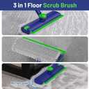 Floor Scrub Brush with Long Handle: 3 in 1 Heavy-Duty Floor Scrubber Brush with Squeegee for Cleaning Tile Bathroom Deck Kitchen Patio - Blue