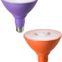 EDISHINE Christmas Decorations PAR38 Purple & Orange LED Flood Light Bulbs Outdoor, Dimmable LED Light Bulb, 18W(120W Equivalent), Outdoor Weatherproof Light Bulb for Christmas, E26 Base, 2 Pack