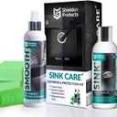Shieldon Sink Care Kit  Cleaner & Nano Sealer for Granite Composite, Ceramic & Natural Stone Sinks  Restores Shine, Repels Stains, Grease & Hard Water  2 Sponges & Microfiber Cloth