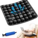 Sondur Travel Cushion, Inflatable Airplane Seat Cushion for Long Flights, 3D Air Cell Seat Cushions with Foot-Operated Inflatable Accessories for Office, Wheelchair, Car (Square)