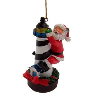 Wowser Nautical Themed Santa on a Lighthouse Christmas Ornament, 4 Inches