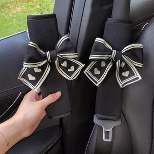 Seat Belt Cover Pad,Cute Bow Seatbelt Covers,2Packs & 4Packs Car Seat Strap Pads, Seatbelt Cushion,Seat Belt Cover for Women (Black,2)