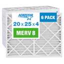 20x25x4 Air Filter MERV 8 (For Allergies, Dust, Lint, Mold & Pet Dander) - Electrostatic MPR 600 & FPR 5 - Pleated HVAC AC Furnace Air Filters - Pack of 6