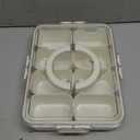 Plastic Divided Serving Tray with Lid and Handle Snack Box Charcuterie Container Portable Snack Platters Organizer for Candy, Fruits, Snacks, Nuts, for Party, Entertaining (White 8 compartments)