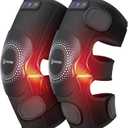 COMFIER Cordless Knee Massager with Heat and Vibration for Pain Relief, Graphene Heating pad for Knee with 3 Heat Levels & 5 Massage Modes, Rechargeable Heated Massage Knee Brace (Black)