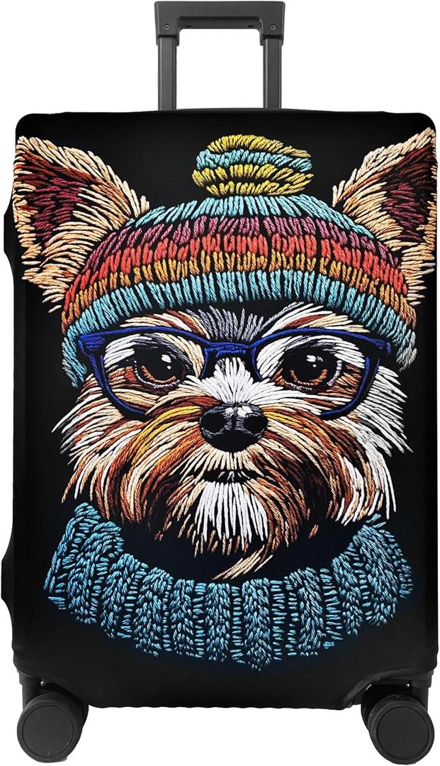 Luggage Cover Washable Suitcase Cover Suitcase Protector Anti-scratch Fits 22-24 Inch Luggage (Cute Dog, M)