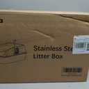 Stainless Steel Litter Box with High Sides, Extra Large Metal Cat Litter Pan for Big Cats, XL Litter Box with Scoop, Non-Stick Easy Clean Anti-Leak Kitty Litter Pan, Odor Control Open Top Design