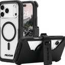 Pelican Voyager iPhone 17 Pro Max Case [Compatible with MagSafe] Rugged Phone Case, 24ft Military-Grade Drop Protection - Heavy Duty Cover w/Belt Clip Holster for iPhone 17 Pro Max - Black/Clear
