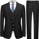 Cooper & Nelson Men's Suit Slim Fit, 3 Piece Suits for Men, One Button Solid Jacket Vest Pants with Tie, Tuxedo Set 2XL