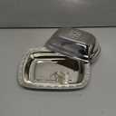 Stainless Steel Serving Plate, 7"x 5" Fruit Tray with Swan Handle Lid, Fruit Dish Snack Serving Tray Decorative Dessert Platter Candy Holder for Wedding Home Birthday Party (Silver)