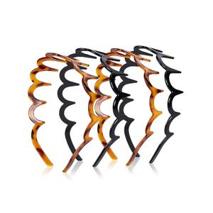 2026 Zig Zag Headbands 4 Pack for Women  Non-Slip Hair Bands with Teeth, Stylish Tortoise, Black, Coffee & Leopard Colors, Wide & Comfortable Headbands for Fitness, Yoga, Daily Wear, Parties & Gift