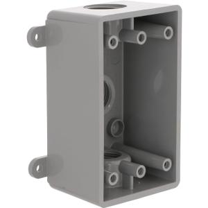BELL PSB37550GY Single-Gang Weatherproof Three 1/2 in. or 3/4 in. Threaded Outlets, 2 in, Gray