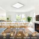 20 Inch Square LED Flush Mount Ceiling Light, 50W, 5000LM 3000K/4000K/6000K CCT Selectable, Large Square LED Flat Panel Ceiling Light Fixture for Bedroom,Kitchen,Living Room (White 1PK)