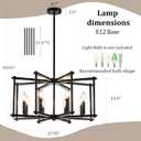 Dining Room Light Fixture, Modern Black Chandelier Farmhouse Metal Pendant Light for Foyer Enteyway Living Room Kitchen Island, 8 Wrought Iron Lights E12 Bulbs, Height Adjustable, 28inch