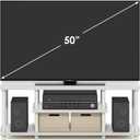 Furinno Turn-N-Tube TV Stand, 3-Tier Open Frame Rectangular Entertainment Center with Storage Shelf, TV Console for TV up to 50 Inch, Toolless Assembly, for Living Room, Bedroom, White