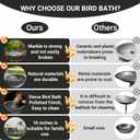 Stone Bird Bath, 10 inch Heavy Bird Bath Bowl Only for Outdoor,Tabletop, Ground Patio Garden Decor, Weather-Resistant Easy to Clean
