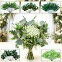 150 Pcs 5 Kinds Artificial Greenery Stems Mixed Artificial Eucalyptus Wedding Bouquet Bulk Fake Eucalyptus Stems Greenery Leaves for Vase Wedding Home Table Decor DIY Bouquets (Green)