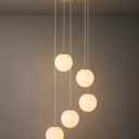 Gold Globe High Ceiling Chandelier - 5-Light 360° Statement Focal Point