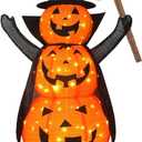 Halloween Decoration 4.3FT Retractable Jack-O-Lantern, 100 LED Collapsible Pumpkin Lantern with Black Star Hat, Plug in Halloween Lights with Stand for Indoor Outdoor Lawn Backyard Garden Decor