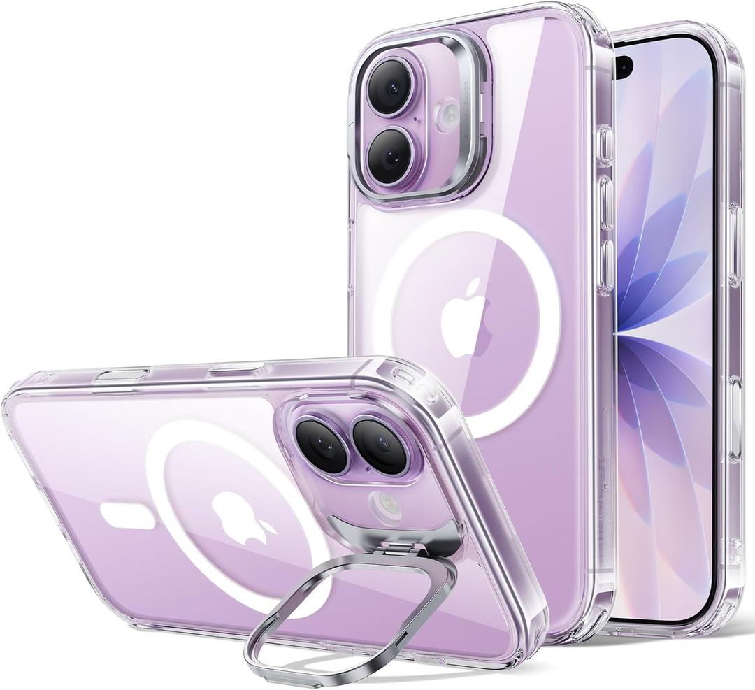 ESR for iPhone 17 Case with Stash Stand, Compatible with MagSafe, Military-Grade Drop Protection Magnetic Phone Case for iPhone 17, Scratch-Resistant Back Cover,Clear
