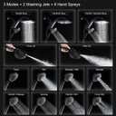12" High Pressue Rain Shower Head with Handheld, 9 Sprays Hand Showerhead Shower Heads with Handheld Spray Combo, Dual Head, Built-in Magnetic Docking, Power Jets, 59" Shower Hose, Black 1.75GPM