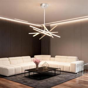 Modern Silver LED 6-Light Pendant Light,Embedded Mount Chandeliers | Linear Design,L23.62"0.59"/6,For Kitchen Island Dining Room Bedroom Living Room Entryway,3CCT