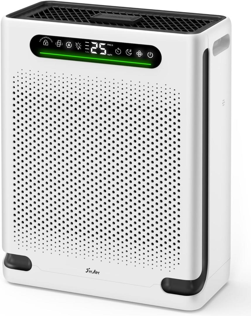 Air Purifiers for Home Large Room Up to 2600 Ft, HEPA Air Purifier with Washable Filter & Air Quality Display, Powerful Turbo Mode Air Cleaner for Pet Hair Odors Smoke Dust