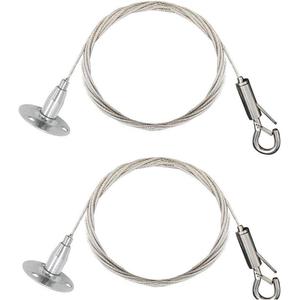 ZWIN 2m Adjustable Hanging Wire Kit - 1.5mm Heavy Duty Mirror Hanging Wire with Hook Wall Mount Suspension Cable for Picture, Photo, Light, LED Screen, Curtain, Holds Up to 30KG