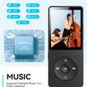 AGPTEK A02 MP3 Player with Bluetooth 5.3, 1.8 inch Screen Portable Music Player with Speaker, FM Radio, Voice Recorder, Supports Expanded Up to 128GB(Black, 32GB)
