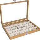 Stratalife Jewelry Organizer Wooden Bracelet Jewelry Box 30 Grid Jewelry Tray with Lid Earring Holder Organizer Necklace Bracelet Bangle Ring Organizer for Women Vintage Jewelry Box