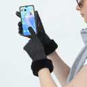 Heat Logic Quilted Faux Fur Trimmed Glove with PU Palm and Touchscreen Tips - M/L (Black)