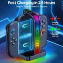 2 x Switch 2 Controller Charger Dock for 2025 Nintendo Switch 2 JoyCon, 2.5H Fast Magnetic Charging Station with LED RGB & Indicator, Compact Joy-Con 2 Detachable Charging Accessories with Cable Protector