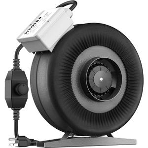 VIVOSUN Z4 4 Inch Inline Duct Fan, 203 CFM Ventilation Fan with Variable Speed Controller for Grow Tent, Indoor Garden Ventilation, Black