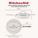 KitchenAid Hard Anodized Ceramic Induction Nonstick Cookware Frying Pan/Skillet with Lid, Dishwasher Safe, 12.25 Inch Non Stick Fry Pan with Stainless Steel Handle - Porcelain White