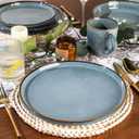 GBHOME Ceramic Dinnerware Sets for 6, 18 Pieces Stoneware Plates and Bowls Sets, Scratch Resistant Dishes, Dishwasher & Microwave Safe, Space Blue
