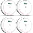 Smoke and Carbon Monoxide Detector Combo 10 Year Battery, Dual Sensor Smoke Alarm Carbon Monoxide Detector with LCD Display for Home, 4 Packs