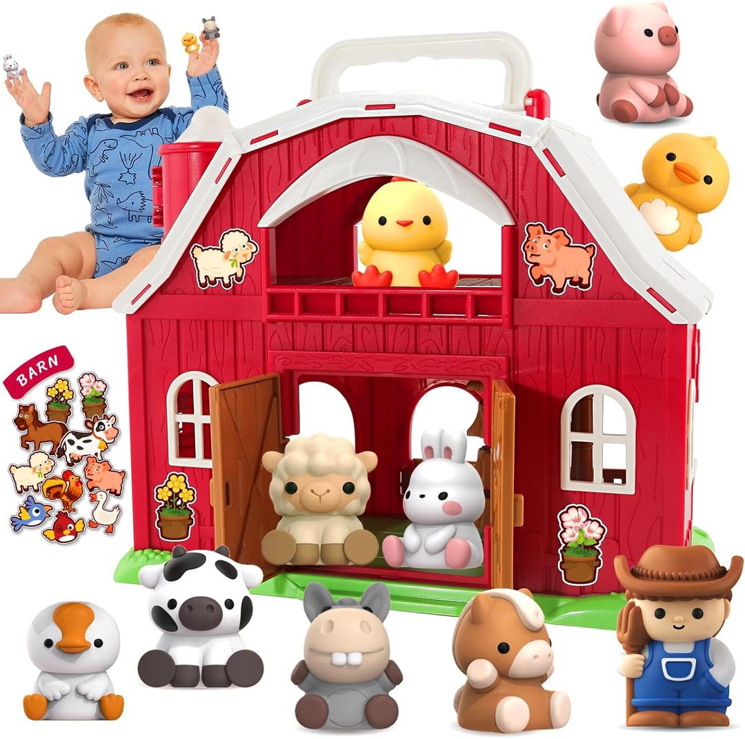 Toddler Toys For 1 2 3 Years Old Boys And Girls, Big Barn Toy With Farm Animal, Toddler Educational Montessori Toys, Farm Pretend Playset Toy, Christmas Birthday Gift For Toddler Baby Boys Girls
