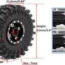 HOBBYSOUL RC 1.0 Mud Terrain Tires Tyres 61mm Tall & Adjustable Offset 1.0 beadlock wheels Rims For RC Mud Crawler 1/18 TRX4M 1/24 SCX24 FMS24 FCX24 Upgrades (Black)