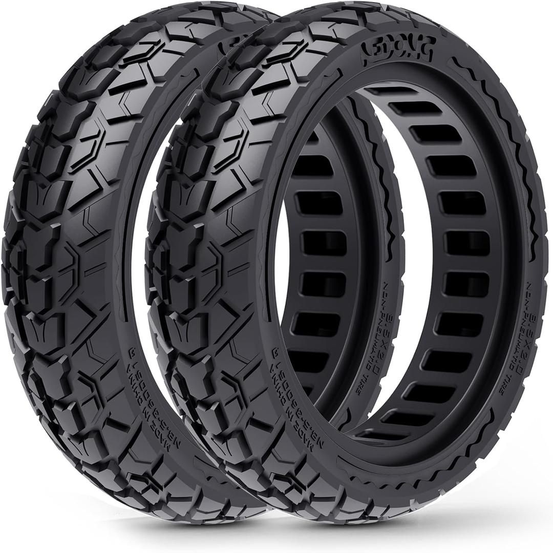 2-Pack 50/75-6.1 Scooter Tire Tubeless, Upgrade Your Scooter with 8.5x2.0 Airless TIres, Puncture-proof, 8 1/2 x2 Replacement Tyre Compatible with Gotrax GXL V2/XR/APEX, Hiboy S2, etc (Black, Off-Road Lite)