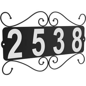Metal Address Plaque, Address Number, Waterproof, Horizontal & Vertical Mounted Address Sign for House Home Office Street Yard Mailbox (style)