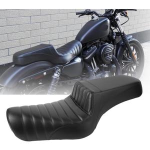 NANSENJPMP Two up Seat, Driver+Passenger Seat Cushion, Stepped Type, For Harley-Davidson Sportster Iron XL883 XL1200(2004-2006)&(2010-2022) /Half Horizontal Stripes/Suitable for 2.0-3.8 GAL, Style: Half Horizontal Stripes